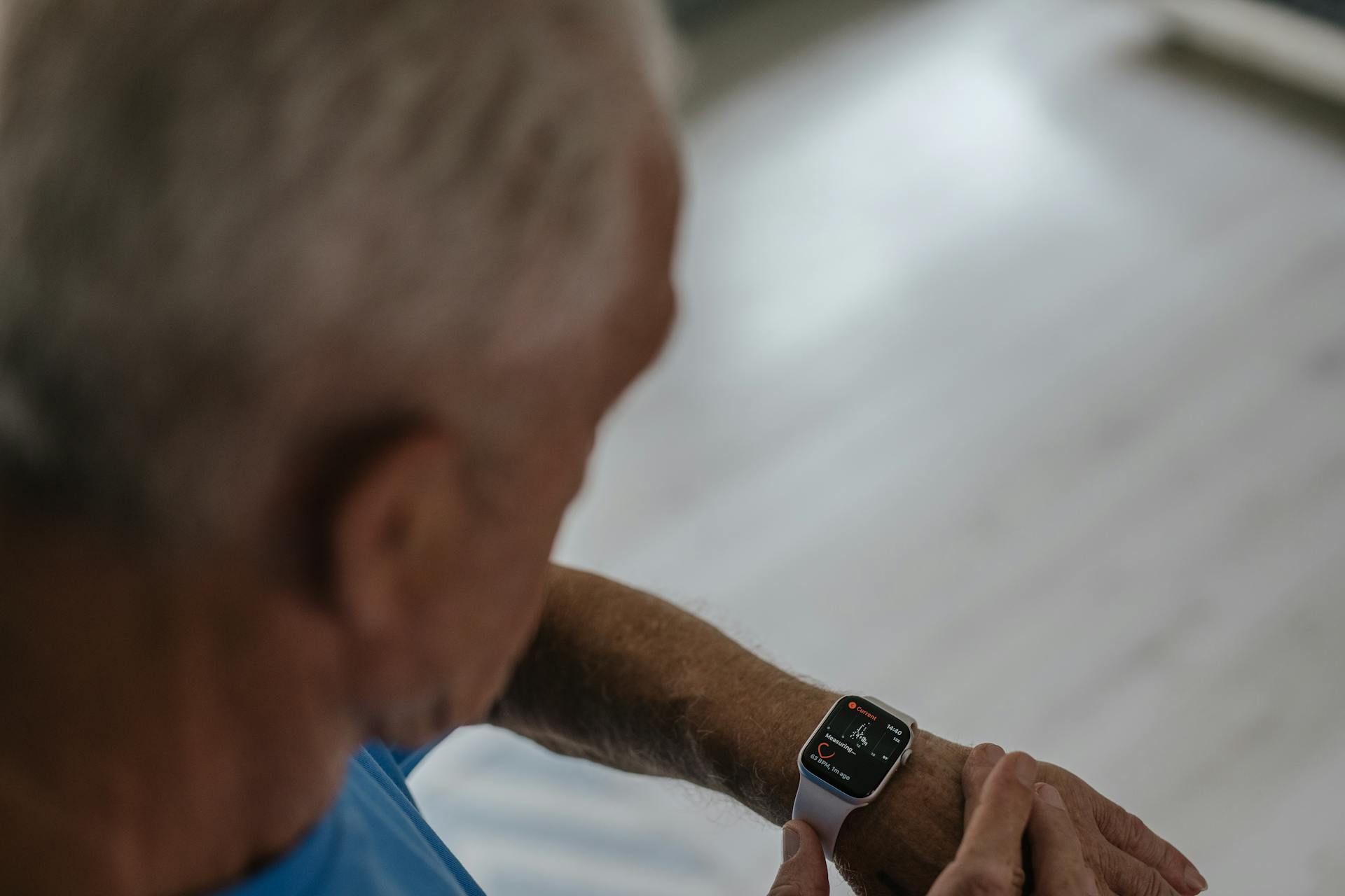 A Man Wearing Smartwatch