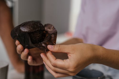 Person Holding Brown Chocolate Cupcake