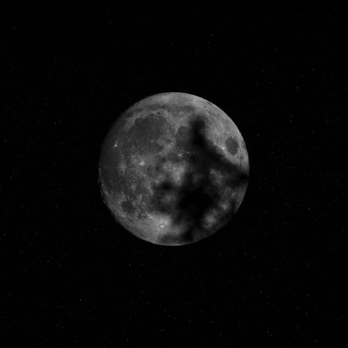 Grayscale Photo of Full Moon
