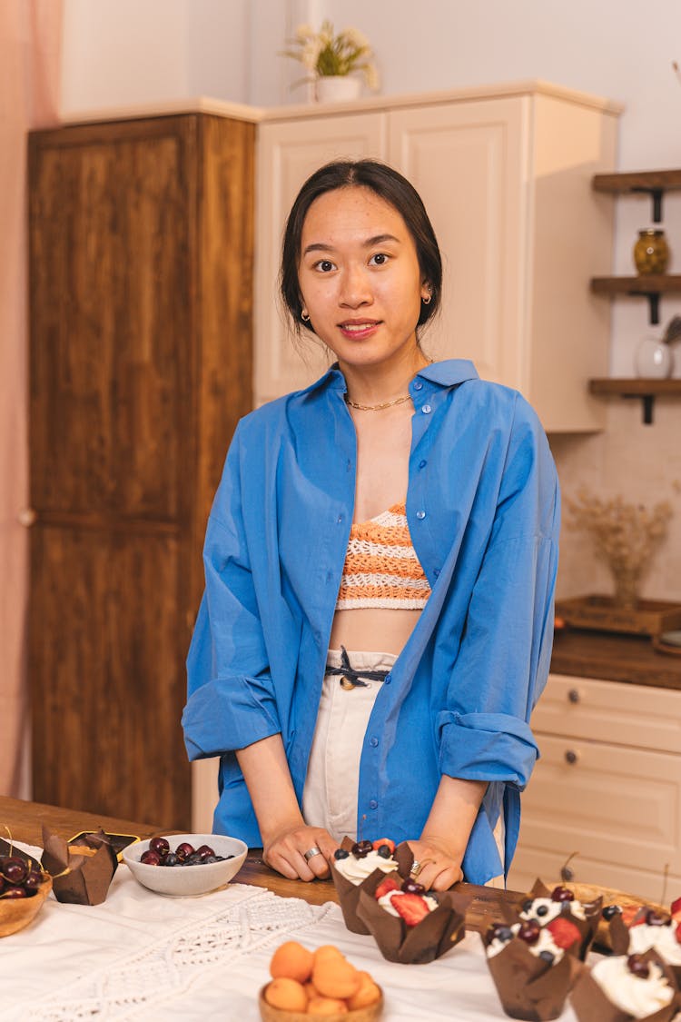 Woman Baking Cupcakes 