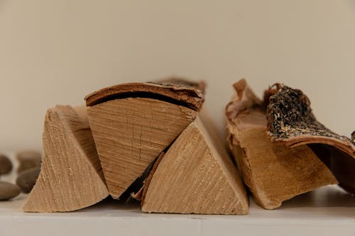 Brown Firewood in Close Up Photography