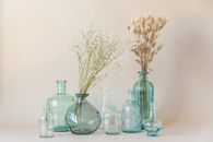 Brown Dried Leaves in Clear Glass Bottles