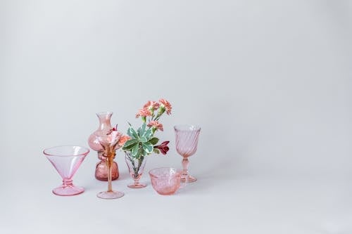 Pink Wine Glasses on White Background