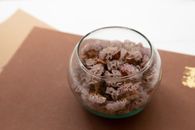 Clear Glass Bowl With White and Brown Food