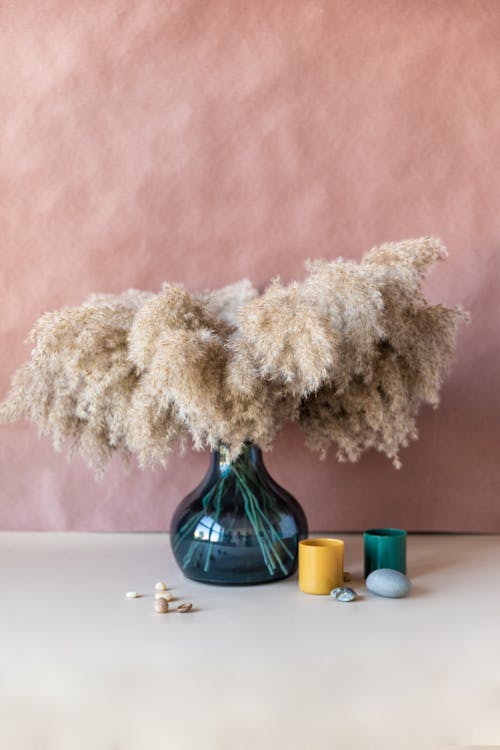 Brown Flowers in the Glass Vase