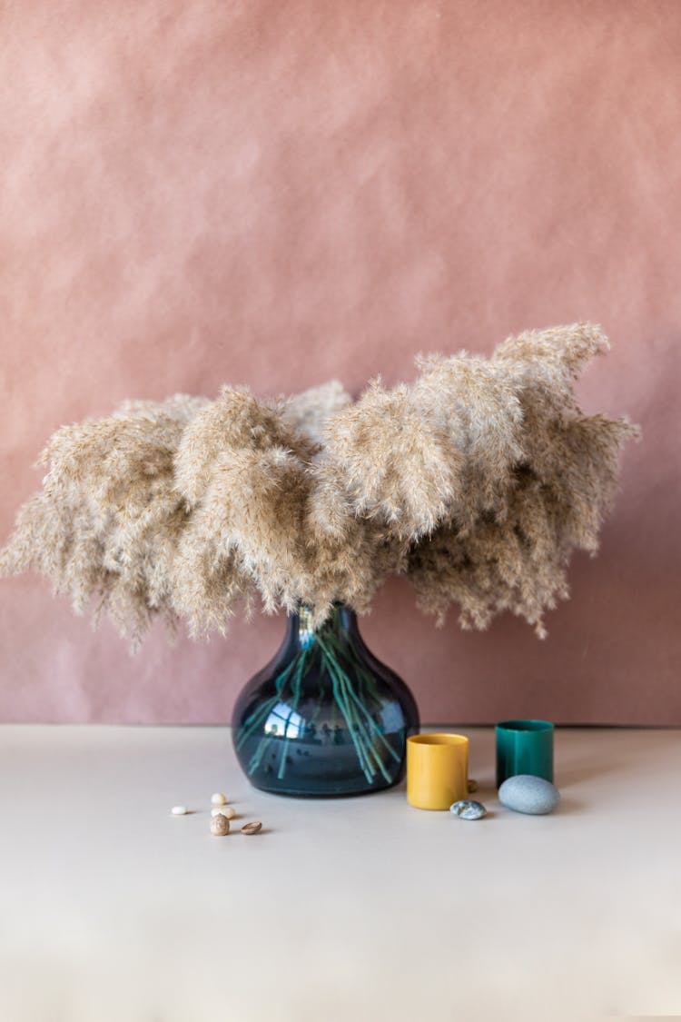 Brown Flowers In The Glass Vase