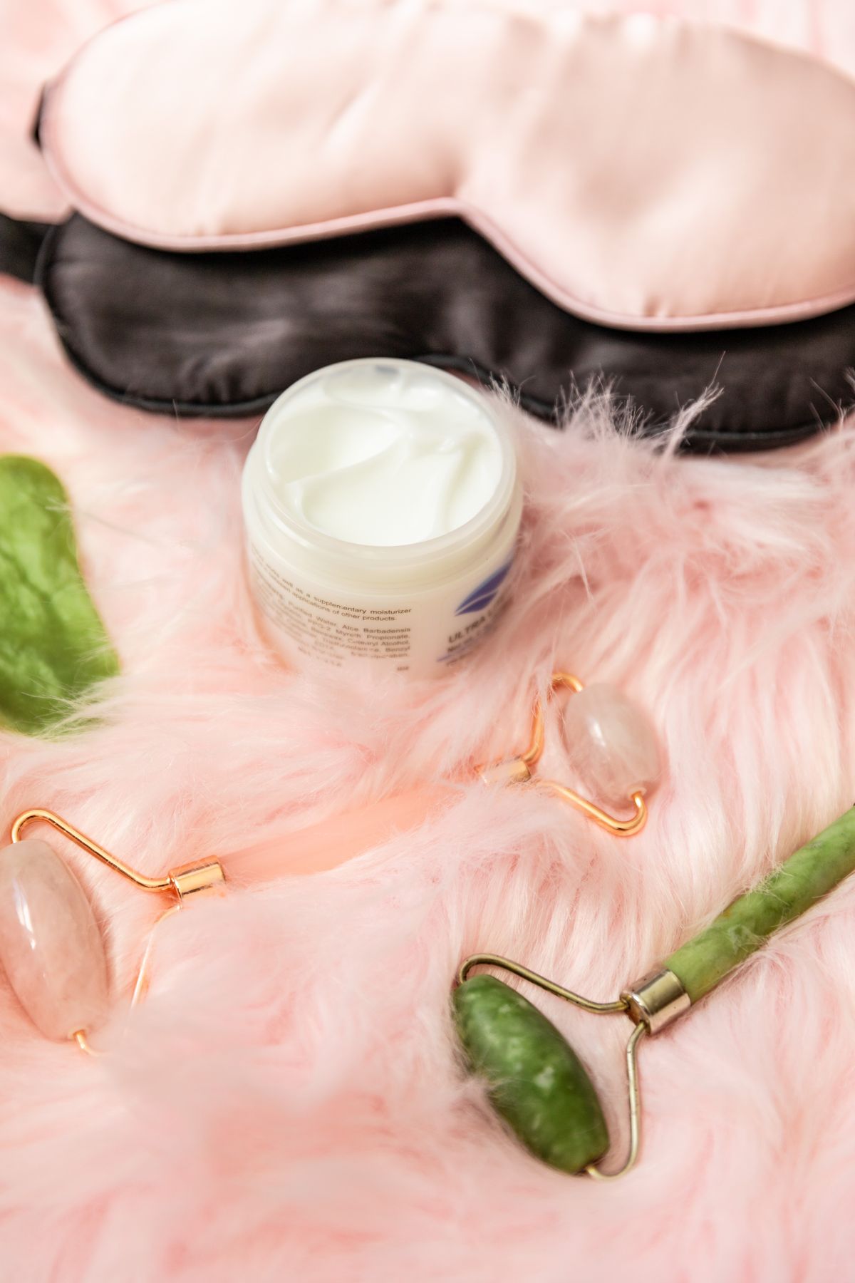 A moisturiser jar and cream texture close up