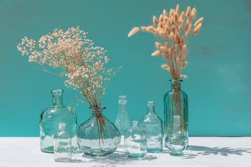 Clear Glass Bottles With Flowers