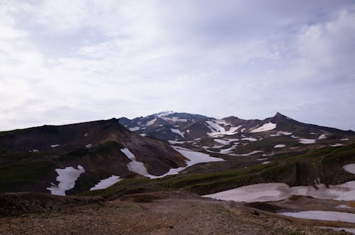 Snow Covered Mountain Under the Cloudy Sky