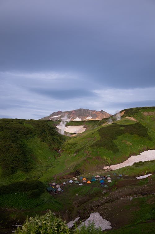 Green Mountain Under the Gray Sky