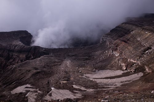 Brown Rocky Mountain Under White Clouds