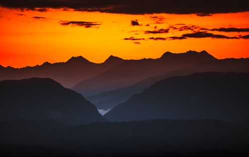 Free Beautiful silhouette of mountain ranges during sunset in Sochi, Russia. Stock Photo