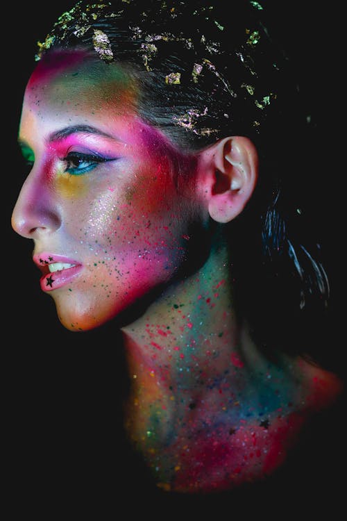 Woman With Colorful Art Makeup