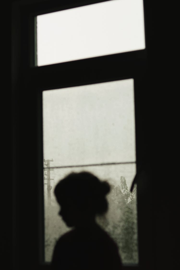 Silhouette Of Person Standing Near The Window