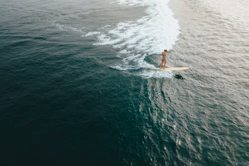 Aerial Photography of a Woman Surfing