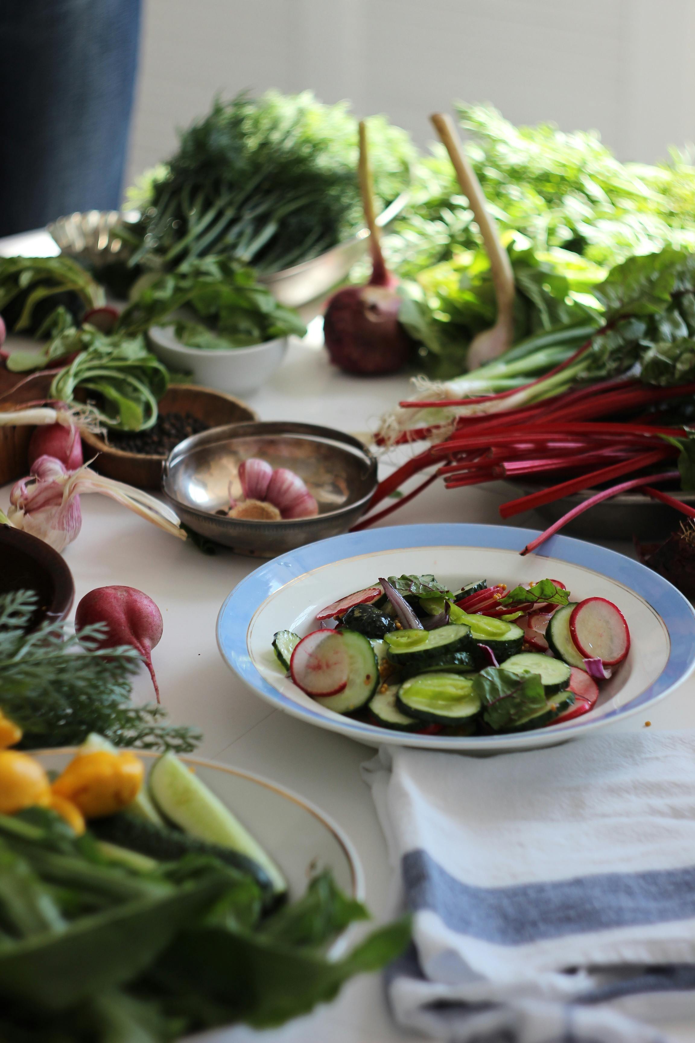 Vegetable Salad on a White Ceramic Plate
