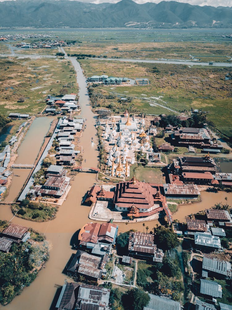 Aerial View Of A Countryside Community 