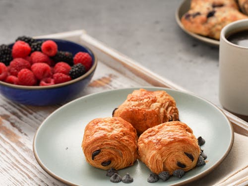 Free Croissants with Chocolate Chips Stock Photo