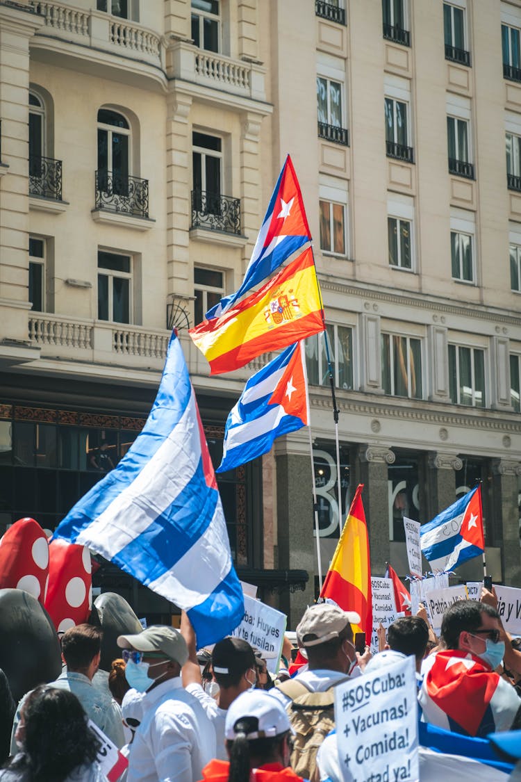 People Holding A Demonstration In Cuba