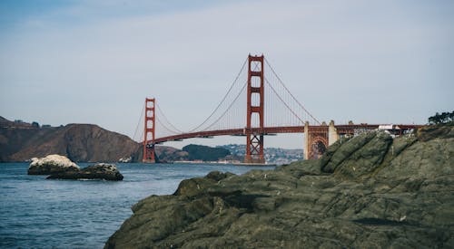 Green Rock Near Golden Gate Bridge San Francisco 