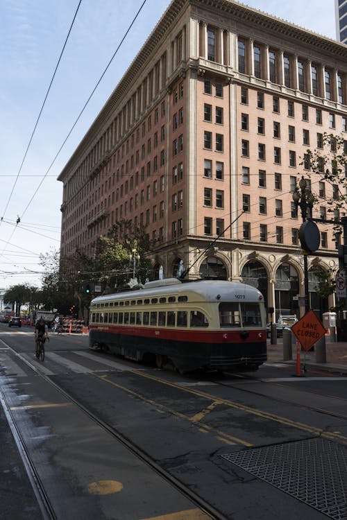 Old Tram on City Street