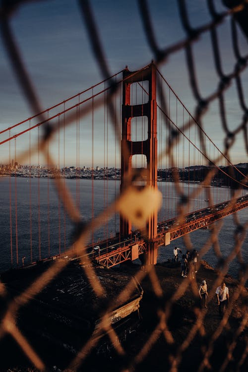 Golden Gate Bridge in San Francisco Seen from Behind a Fence 