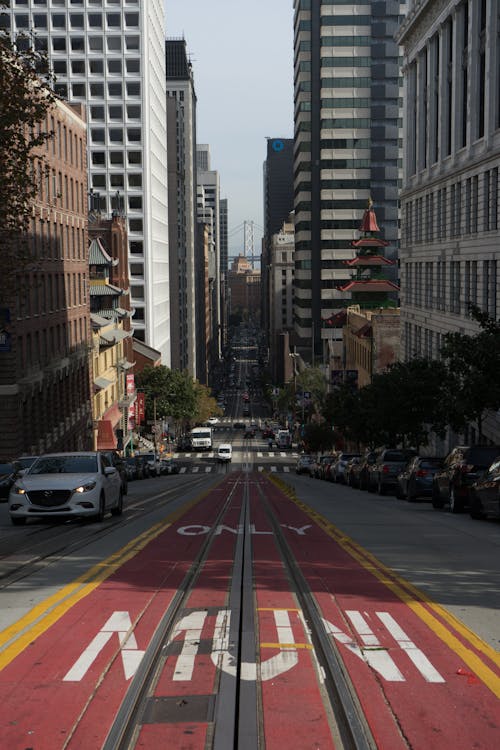 The Tram Line in California Street Road in San Francisco
