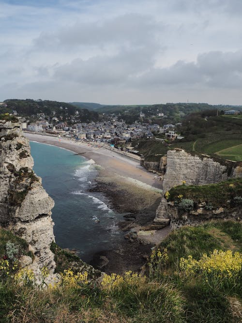 High Angle View of Town Near Beach