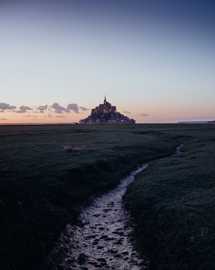 Mont Saint Michel In France At Sunset