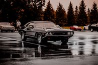 A Vintage Sports Car in the Parking Lot