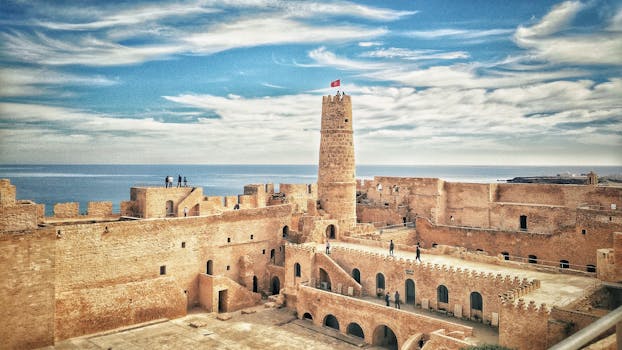 Explore the ancient Ribat of Monastir in Tunisia, showcasing stunning architecture and ocean views.