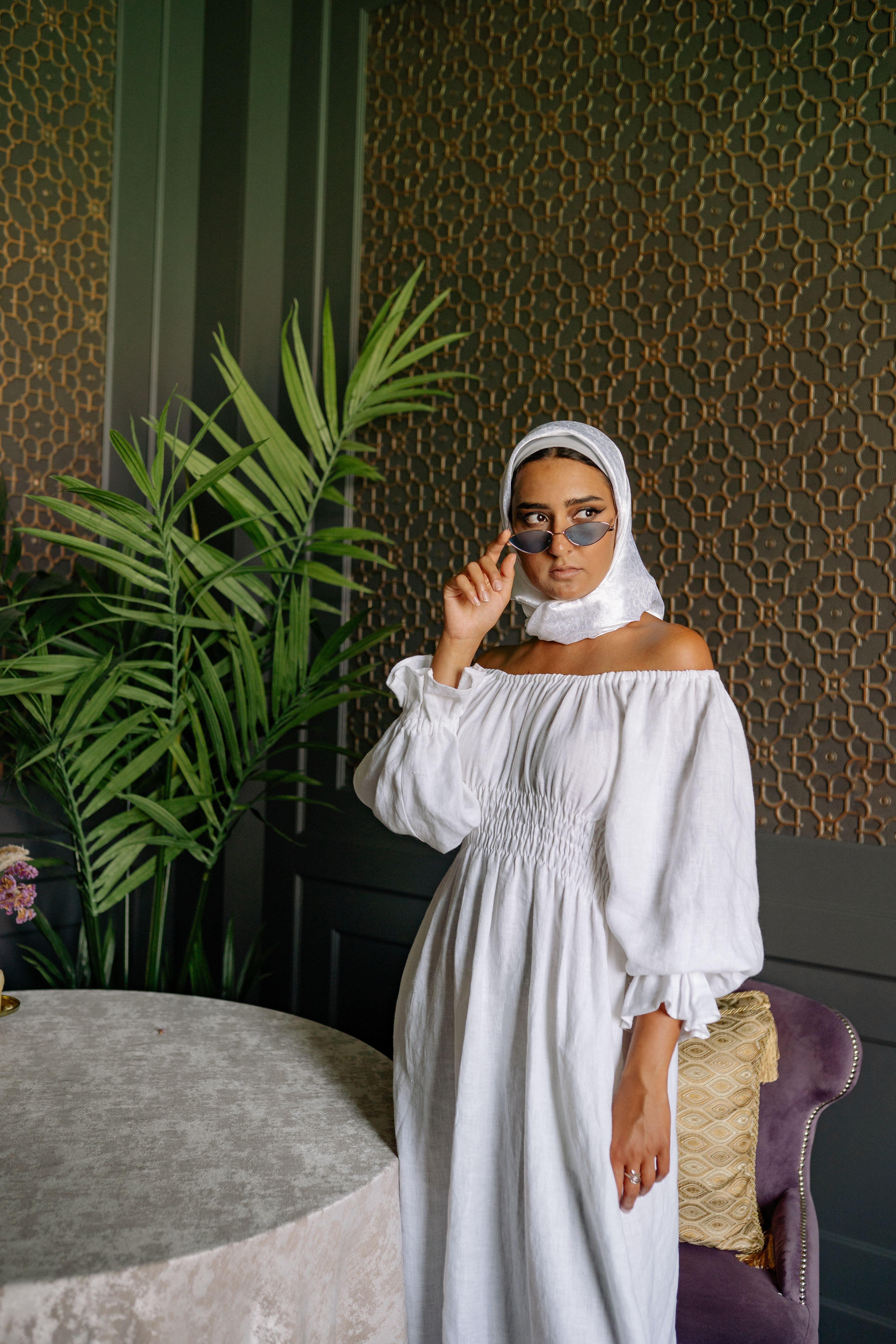 Woman in White Dress Wearing White Hijab · Free Stock Photo