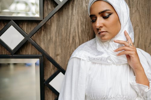 Free A Woman Wearing a White Hijab   Stock Photo