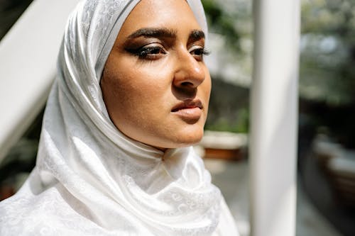 A Close-up Shot of a Woman Wearing Hijab