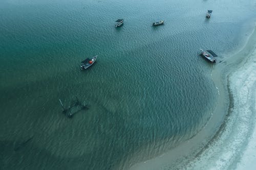 Aerial View of Boats on the Sea