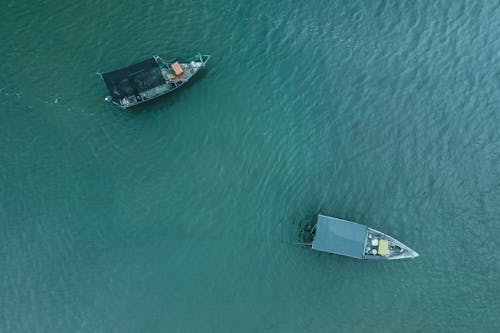Aerial View of Boats on the Sea