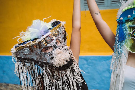 Vibrant masks and costumes celebrating tradition at a Taiwan festival.