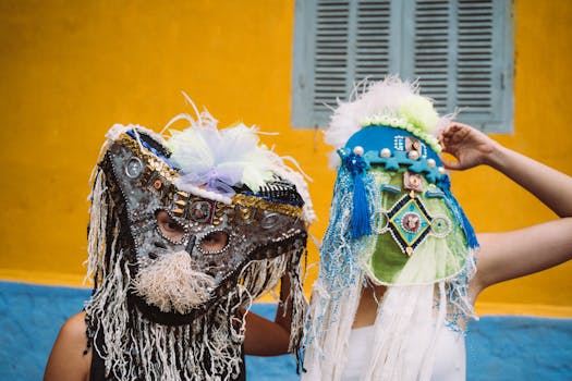 Vibrant traditional masks featured at a lively festival in Taiwan. Perfect for cultural exploration.