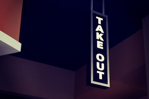 White Led Take Out Signage Hanging