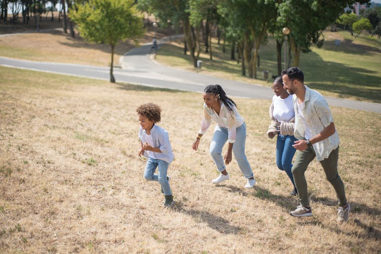 Family Running Uphill