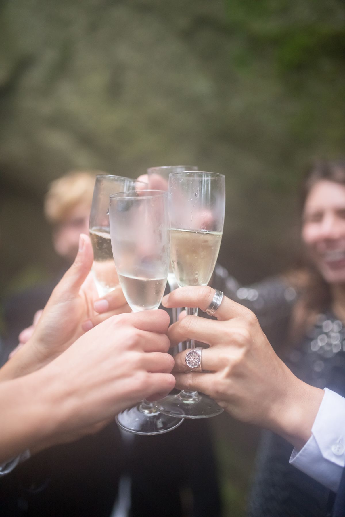 Group toasting outdoors