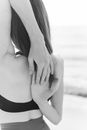 Grayscale Photo of Woman in Black Tank Top