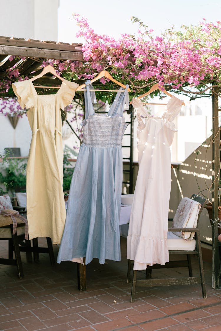 Clothes On Hangers Hanging On Patio