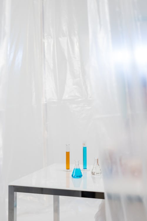 Free Table Behind a Plastic Curtain Stock Photo