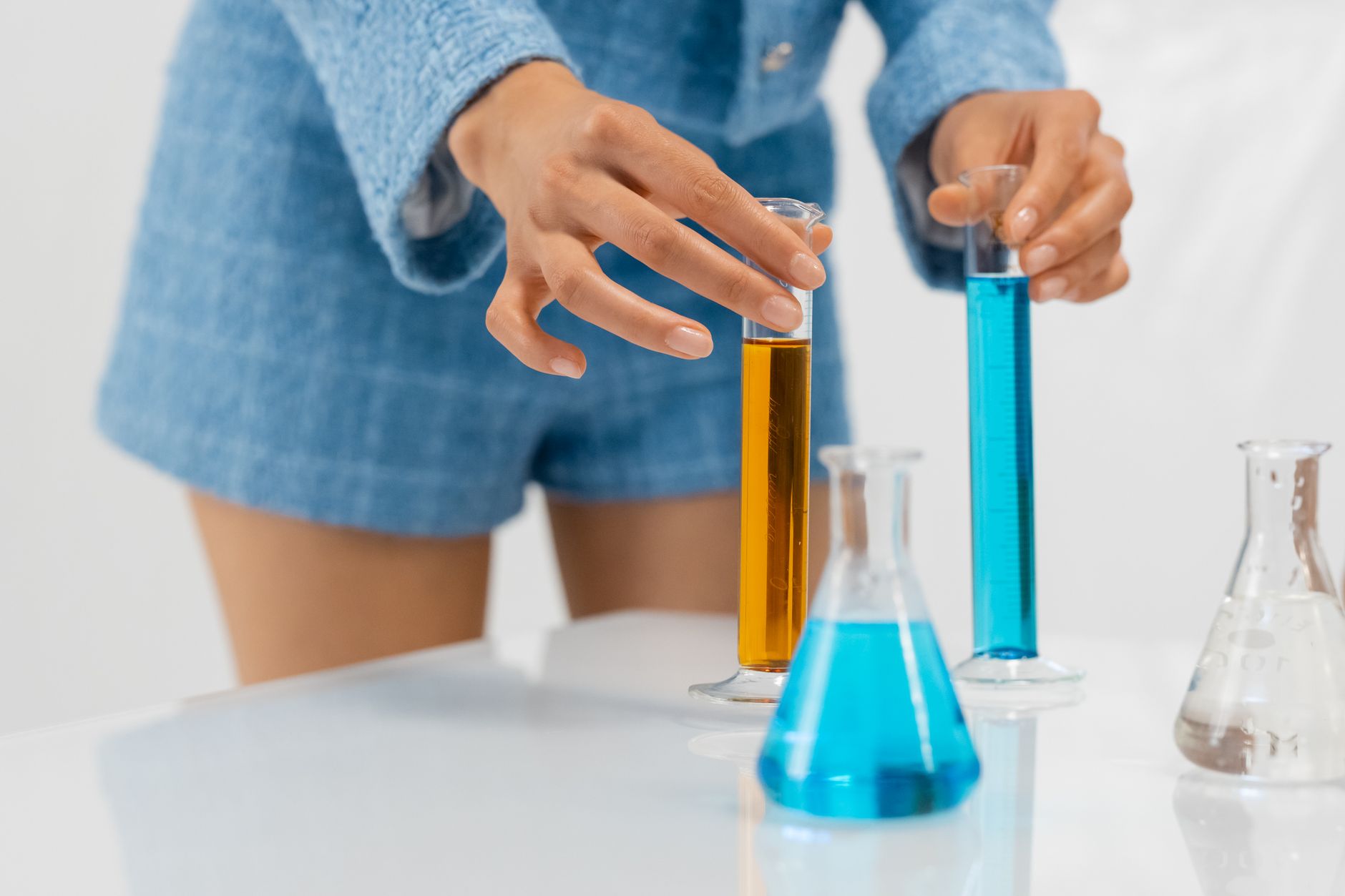 Laboratory setting showing lyophilized peptide vials and analytical documentation