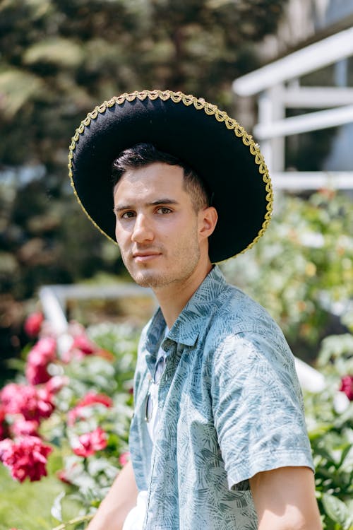 A Man Wearing a Black Sombrero
