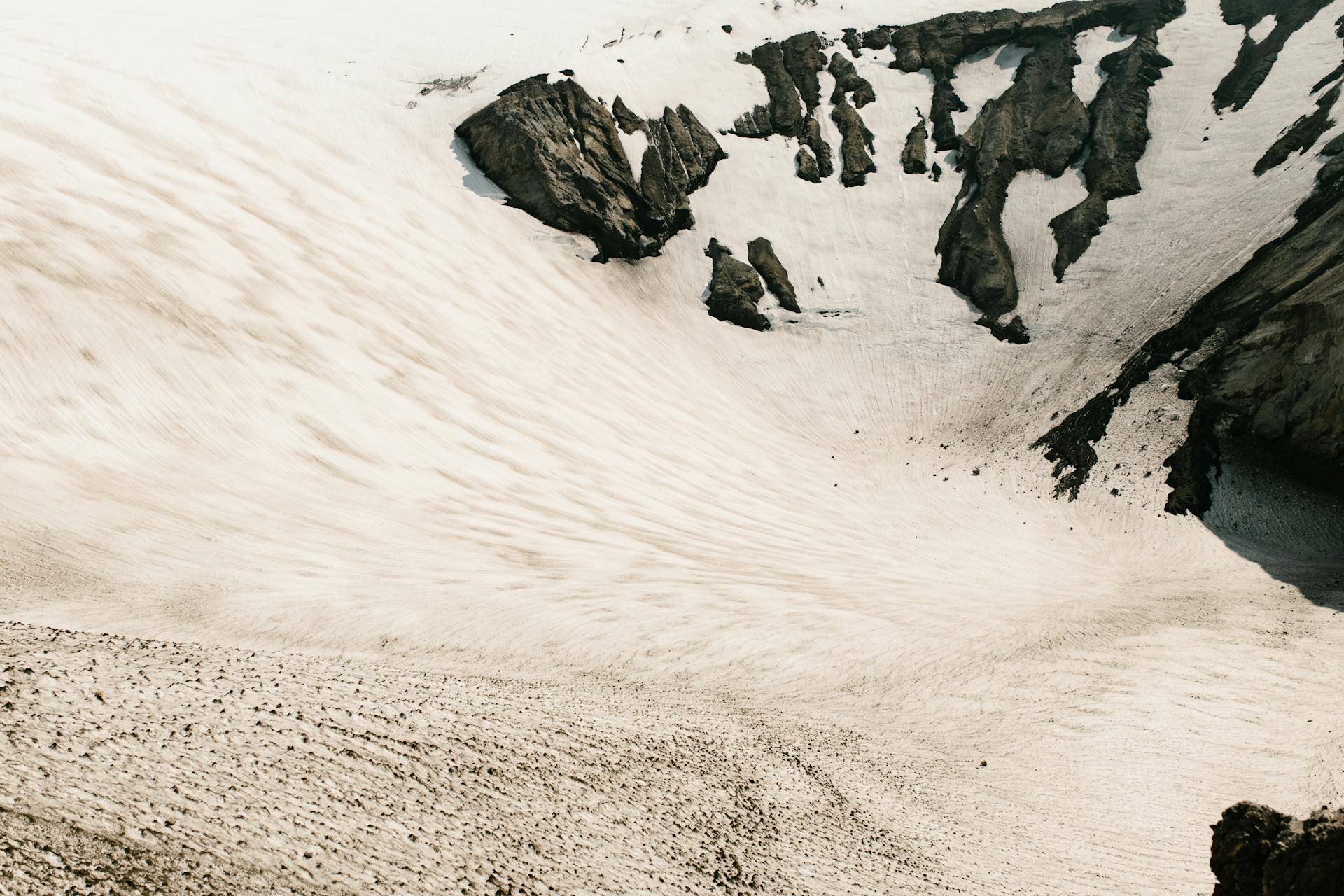 High Angle View of a Glacier Ice Tongue