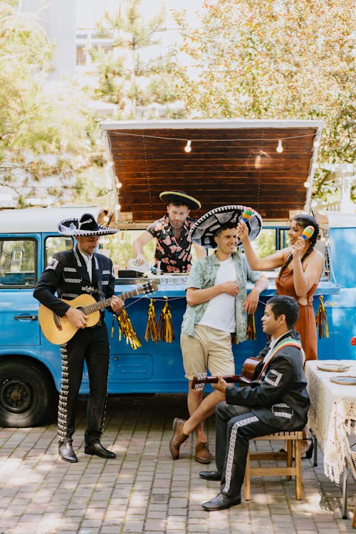 Free A Mariachi Band Playing at a Bar Stock Photo