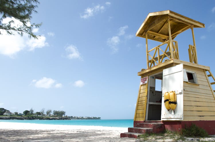 Wooden Lifeguard Station On Seaside