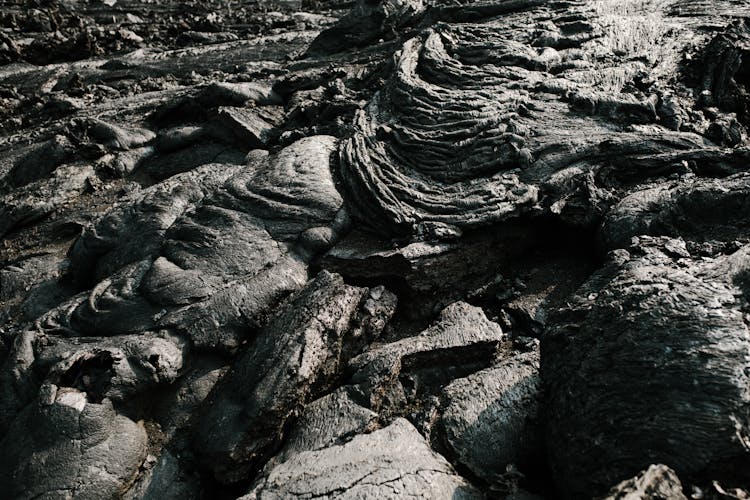 Full Shot Of Solidified Lava After Eruption